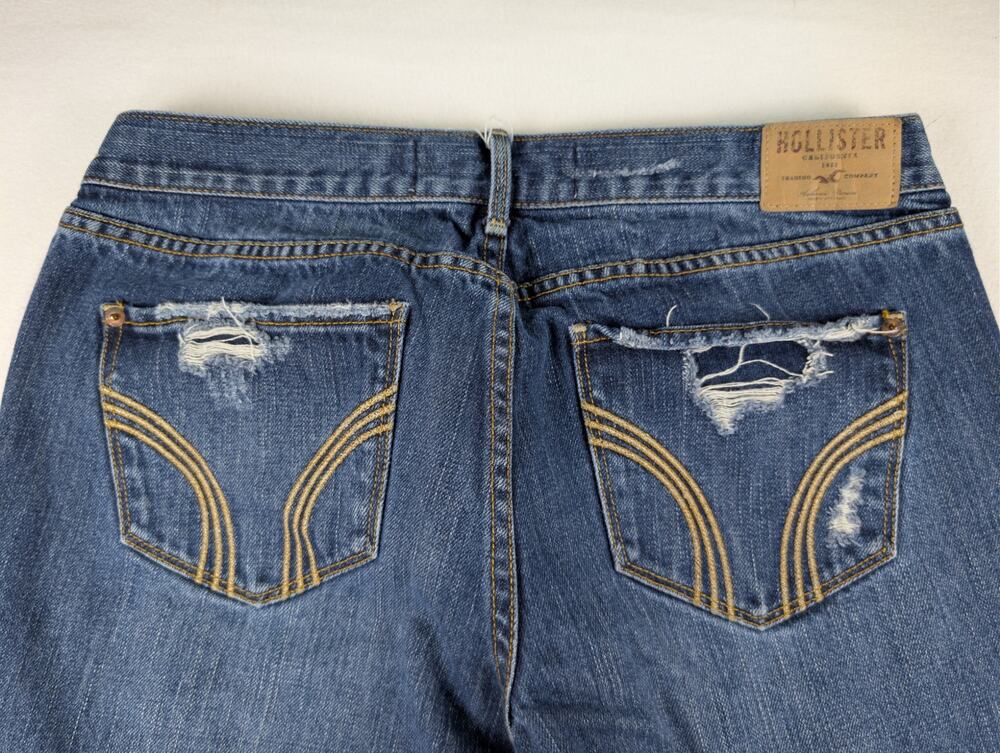 Hollister Women’s 9 W29 Distressed Ripped Studded Blue Jeans Y2K